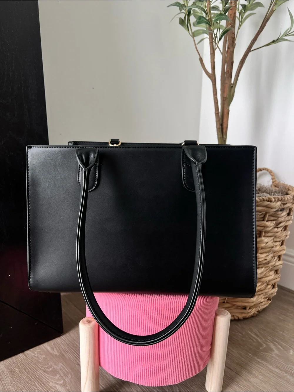 ST ARGO Melbourne Black Leather Dog Travel Tote Bag